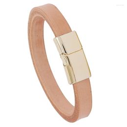 Bangle 2023 Charm Men Jewelry Classic Genuine Leather Bracelet For Stainless Steel Magnetic Clasp Punk Style Homme Bangles Gifts