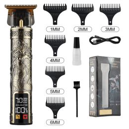 Electric Shavers T9 LCD Hairdresser Oil Shaving Head Pusher Carving Clipper Hair Precision Trimmer for Men Care 230826