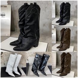 Cagole Boot Designer Rivet Half Boots Women Side Zipper Locomotive Sexy Pointy Fashion Boots High Heels Luxury Western Motorcycle Booties