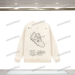 xinxinbuy Men women designer Sweatshirt Paris Shoes printing pattern sweater green Grey blue black white S-2XL