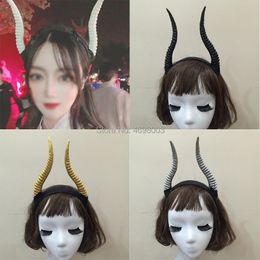 Headbands Gothic Antelope Horn Headband silveryBlack Devil Horns Headdress Fancy Dress Accessory for Halloween Carnival Hen Night Parties 230826