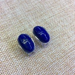 Dangle Earrings S925 Silver Inlaid Pure Natural Lapis Lazuli Ear Button