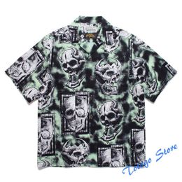 Men's Dress Shirts Summer Skull Goblin Buttons Pocket Lapel Tops Thin Fashion High Quality Oversized WACKO MARIA Casual 1 Short Sleeve 230826