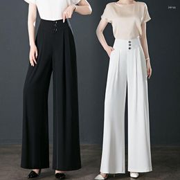 Women's Pants Casual High Waist Loose Wide Leg For Women Spring Autumn Female Floor-Length White Suits Ladies Long Trousers Q500