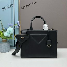 Top tier quality 2pcs Saffiano leather shoulder bag triangle purse crosshatch effect waxed finish Re-Nylon lining 100% cowskin luxury Designers handbag tote1BA270