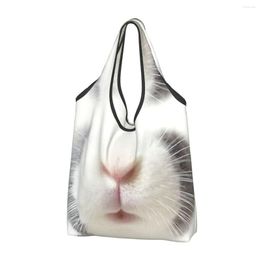 Shopping Bags Custom Funny Face Bag Women Portable Big Capacity Grocery Shopper Tote