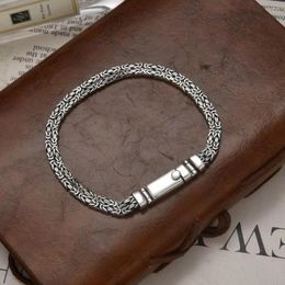 Link Bracelets QN Double Row Bracelet Silver Color 1PCS Retro Chain Hip-hop Mens Artistic Personalized Jewellery