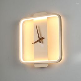 Wall Lamp Nordic Led Art Clock Design Light Creative Aisle Bedroom Living Room Background Decora Sconce Lighting