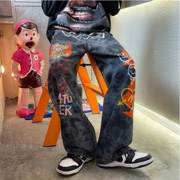 Men's Jeans Oversized Men Jeans Emo Trendy Brand Hip Hop American Wide-leg Pants Vintage Black Washed Goth Y2K Streetwear Women S-5XL 230827