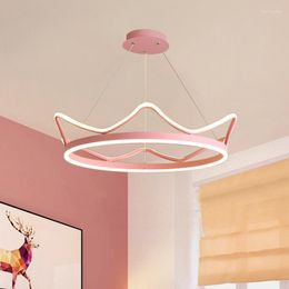 Chandeliers Modern Minimalist Crown Chandelier Living Room Bedroom Princess Led Pendant Lamps Creative Children's Lighting Decor