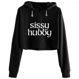 Women's Hoodies Sissy Hubby Cuckold Wife Beta Bull Crop Women Aesthetic Kpop Korean Y2k Pullover For Girls