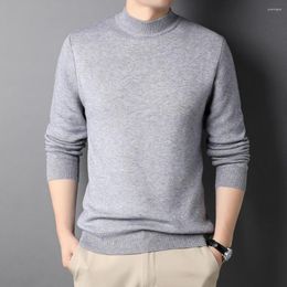 Men's Sweaters Solid Colour Sweater Stylish Half-high Collar For Fall Winter Soft Warm Anti-pilling Knits In Slim Fit Design