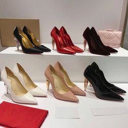 Tacco a cono Diamante acqua Punta a punta Scarpe décolleté Punta curva in raso Tacco alto per donna Designer di lusso Scarpe eleganti da sera Vera pelle con scatola Consegna gratuita