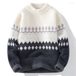 Men's Sweaters Autumn Winter Style High-Quality Fashion Trend Sweater Casual Comfortable Warm Men Diamond Pattern Size M-3XL