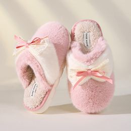 Fur Lace Bowknot Faux for Women Sweet Winter Soft Plush Home Slippers Woman Non-Slip Warm Indoor Cotton Slides 230826 a1b4