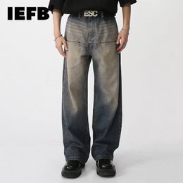 Men's Jeans IEFB Men's Wear Spring Vintage Male Washed Jeans High Waist Front Pocket Loose Straight Wide Leg Pants Fashion 9A7457 230827