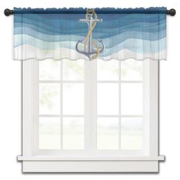 Curtain Marine Anchor Navigation Blue Kitchen Small Window Tulle Sheer Short Bedroom Living Room Home Decor Voile Drapes