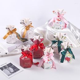 Gift Wrap Boxes With Ribbons Pearl Wedding Favor Candy Box Paper For Packaging Bags Baby Shower Party Supplies