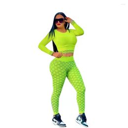 Women's Two Piece Pants Fashion Sexy Bodycon Sets Ladies Long Sleeve Fitness Running Training Casual Tracksuits Fast Drying Tight Wear