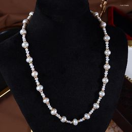 Choker Elegant Natural Freshwater Pearl Necklace Women OT Buckle Charm Irregular Baroque Pearls Chain Collar Minimalist Luxury