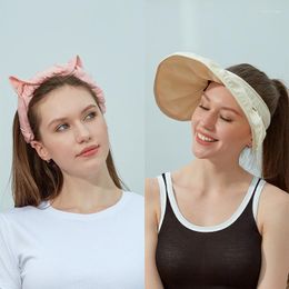 Wide Brim Hats Summer Women Foldable Empty Top Hat Fashion Floppy Large Beach Uv Hair Accessories Dual-use Cap