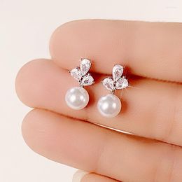 Stud Earrings CAOSHI Dainty Chic Simulated Pearl Women Shiny Crystal Jewelry For Engagement Fashion Female Daily Wearable Accessories