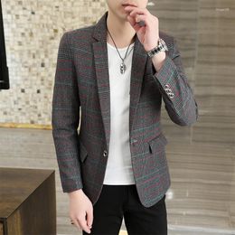 Men's Suits 2023 Autumn Classic Plaid Suit Jacket For Men Slim Casual Business Blazer Masculino High Quality Wedding Social Dress Coat