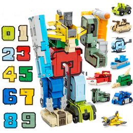 Mini Build Block Math Cube Transformer Toy Number Robot Deformater Robot Toy Cartoon Animal Building block Toy for Kid Transformer Devastator Lepin Brick Christmas