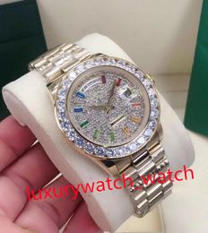 Fashion watch 40MM Daydate Mens Watches Full Diamond Iced Out Automatic Mechanical Stainless Steel Men's Wristwatches Sapphire waterproof Ladies Wristwatch