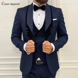 Men's Suits Blazers Navy Blue Suits for Men Slim Fit Luxury Wedding Tuxedos Fashion Mens Blazer Vest Pants 3 Pieces Tailor-made Homecoming Jackets 230827