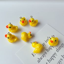 Cute Duck Miniature with Hoop Cartoon Little Yellow Duck Resin Accessories DIY Duckling Pendant Earrings Necklace Bracelet Pendant 122872