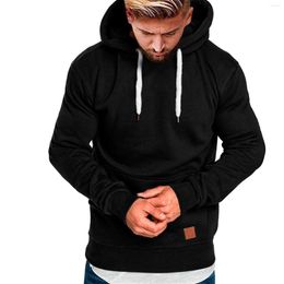 Men's Hoodies Mens Hoodie Sweatshirt Splicing Sweater Balck Long Sleeve Hooded Pullover Large Size Autumn Winter Tosp Black Sportwear 2023