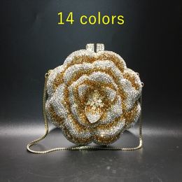 Evening Bags Sunflower Green/Gold Rhinestones Clutch Women Floral Yellow Crystal Evening Bags Bridal Wedding Party Clutch Purse and Handbags 230826