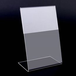 Other Office School Supplies 10pcslot High Quality Clear 6x9cm L Shape Acrylic Table Sign Price Tag Label Display Paper Promotion Card Holder Stand 230826