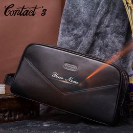 Waist Bags Contact's Genuine Leather Men's Cosmetic Case Travel Organiser Men Toiletry Bag Luxury Brand Makeup Large Capacity 230826