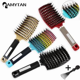 Hair Brushes Curved Vented Professional Detangling Brush Women Magic Scalp Massage Comb Wet Curly Hairdressing Tools 230826