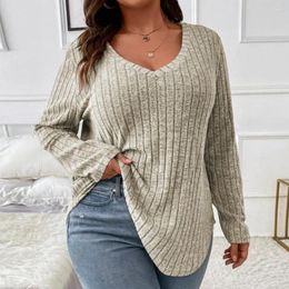 Women's Blouses Soft Lady Top Cozy Plus Size Knitted Tops For Women Irregular Hem V-neck Pullovers With Warmth Style Fall Winter