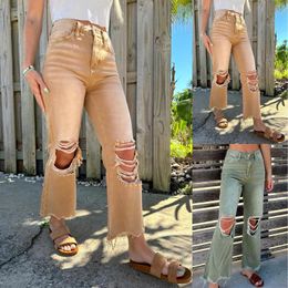 Women's Jeans High Waisted Ripped Flare For Women Casual Distressed Pants Apartment 9 Ladies Jean Jumpsuit