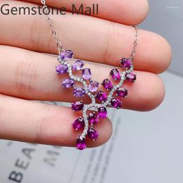 Chains Design Style 925 Silver Branch Necklace 20 Pieces 3 4mm Natural Amethyst And Garnet With Layer Gold Plating No Fading