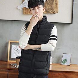 Men's Vests Thick Padded Men Coat Waistcoat Cozy Winter Vest Warm Stylish With Zipper Pockets Stand Collar Neck Protection