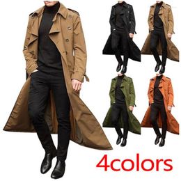 Men's Trench Coats Mens Fashion Long Windbreaker Spring Autumn Solid Color Handsome Casual Sleeve Loose Overcoat Coat Streetwear