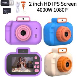 Toy Cameras 4000W Kids Camera Digital Children High Definition Front Rear Dual 2 Inch HD IPS Screen USB Charging Recommend 230826