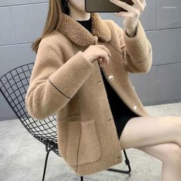 Women's Knits Winter Coat Women Imitation Mink Velvet Cardigan Sweater Loose Femme Artificial Short Casual Warm Jacket Female Outerwear