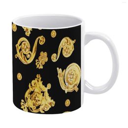 Mugs Metallic Gold Mug Metal Print Chat Wholesale Cute Ceramic Cups