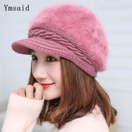 BeanieSkull Caps Ymsaid Winter Women Hat Warm Beanies Knitted Hats Female Rabbit Fur Cap Autumn Winter Ladies Fashion Hat Skullies Beanies 230826