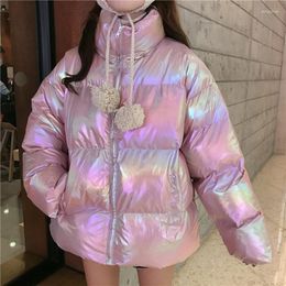 Women's Trench Coats Winter Jacket High Quality Bright Colors Insulated Puffy Coat Collar Fluorescent Color Parka Loose Outwear