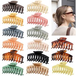 Hair Clips for Women 4.3 Inch Large Hair Claw Clips Girl Thin Thick Curly Hair Big Matte Banana Clips Strong Hold Jaw Clips Neutral Colours 2492