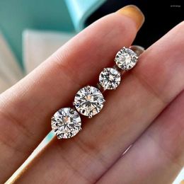 Stud Earrings 90% OFF Solitaire 5mm/9mm Lab Diamond Earring 925 Sterling Silver Anniversary Wedding For Women Men Party Jewellery