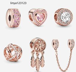 S Sterling Sier Jewelry DIY BEADS FITS 유럽 오리지널 브레이슬릿 스타일 로즈 골드 여성 브레이슬릿 콜리어 매력