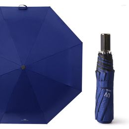 Umbrellas Factory 8 Bone Black Glue Parasol Ms Student Child Anti-UV Sunny And RainyThree-folding Umbrella Beach